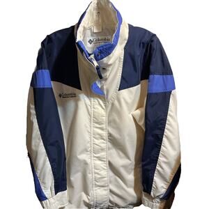 Columbia Vintage Jacket Women’s Medium White Blue Full Zip Bugaboo Coat Outdoors